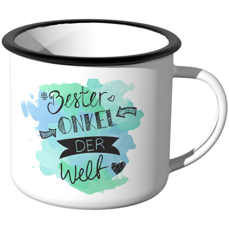 Emaille Tasse Bester Onkel der Welt - Aquarell