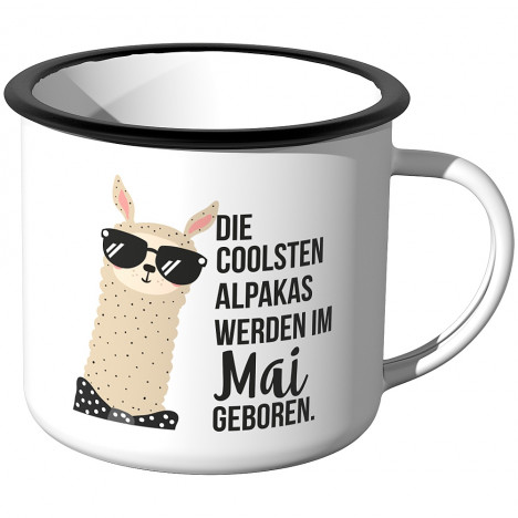 Emaille Tasse Die coolsten Alpakas werden im Mai geboren