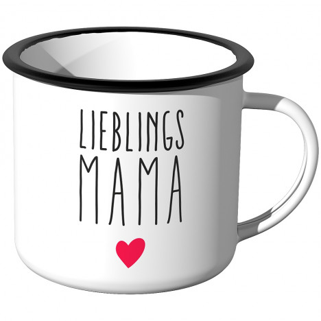 Emaille Tasse Lieblingsmama mit Herzchen