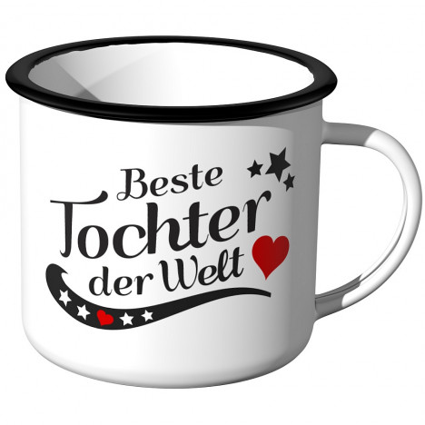 JUNIWORDS Emaille Tasse Beste Tochter der Welt