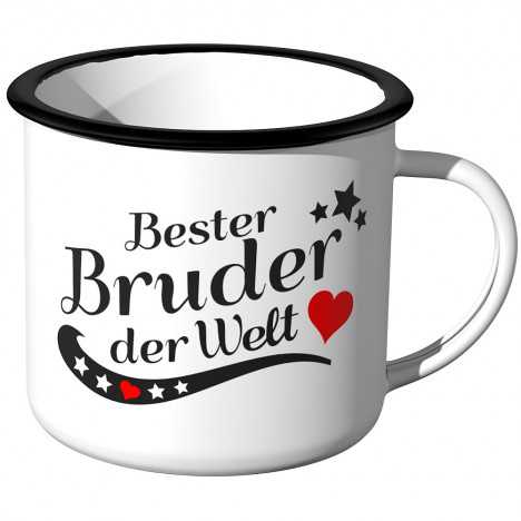 JUNIWORDS Emaille Tasse Bruder Enkel der Welt