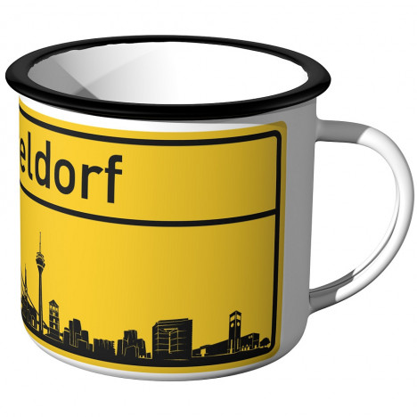 JUNIWORDS Emaille Tasse Ortschild Düsseldorf