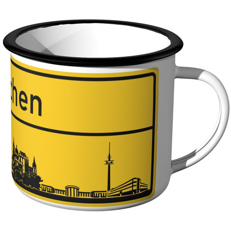 JUNIWORDS Emaille Tasse Ortschild Aachen