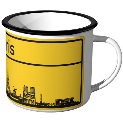 JUNIWORDS Emaille Tasse Ortschild Paris