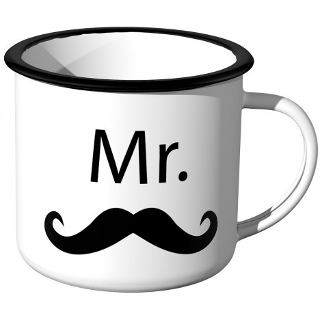 JUNIWORDS Emaille Tasse Mr. Schnauzbart