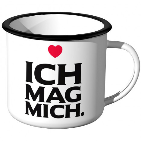 Emaille Tasse Ich mag dich.