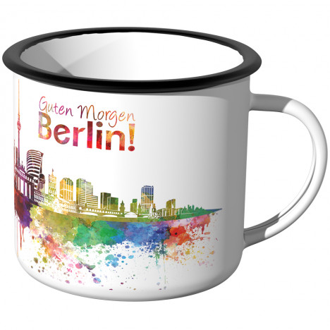 JUNIWORDS Emaille Tasse Skyline Berlin