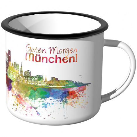 Emaille Tasse Skyline München