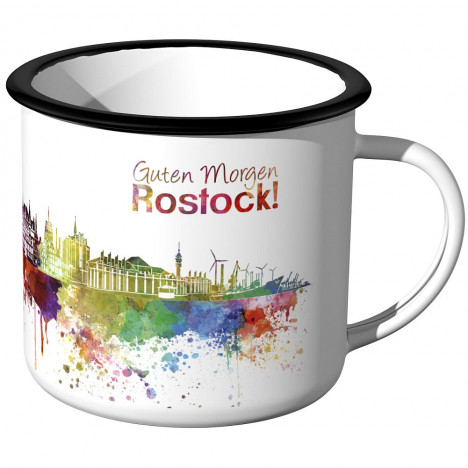 Emaille Tasse Skyline Rostock