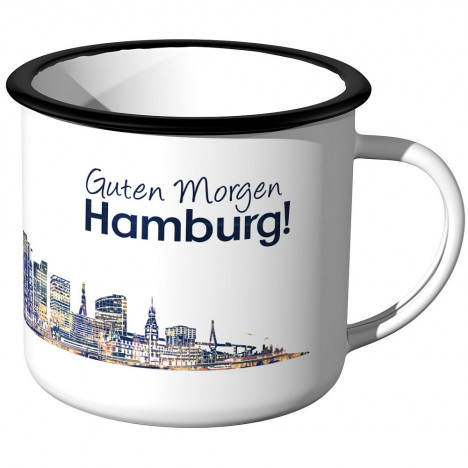 Emaille Tasse Skyline Hamburg