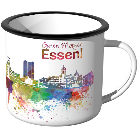 Emaille Tasse Skyline Essen