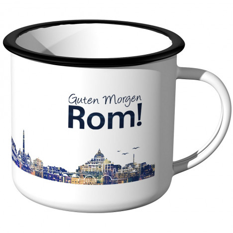 Emaille Tasse Skyline Rom bei Nacht