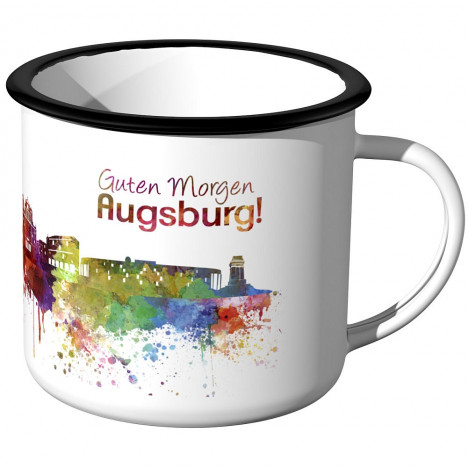 Emaille Tasse Skyline Augsburg