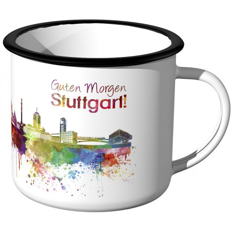 Emaille Tasse Skyline Stuttgart