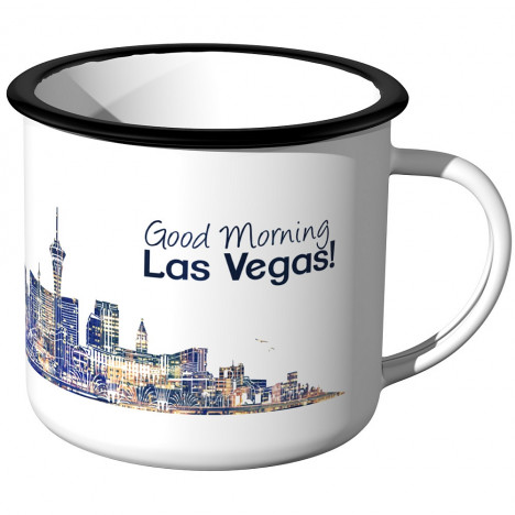 Emaille Tasse Skyline Las-Vegas bei Nacht