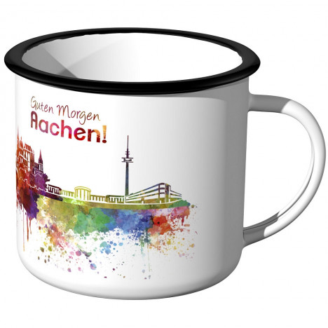 JUNIWORDS Emaille Tasse Skyline Aachen