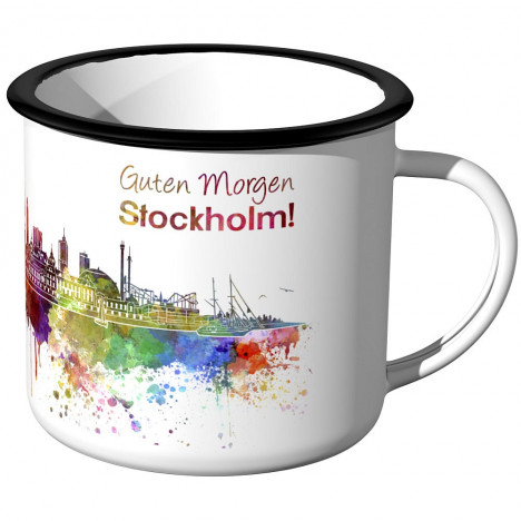 Emaille Tasse Skyline Stockholm