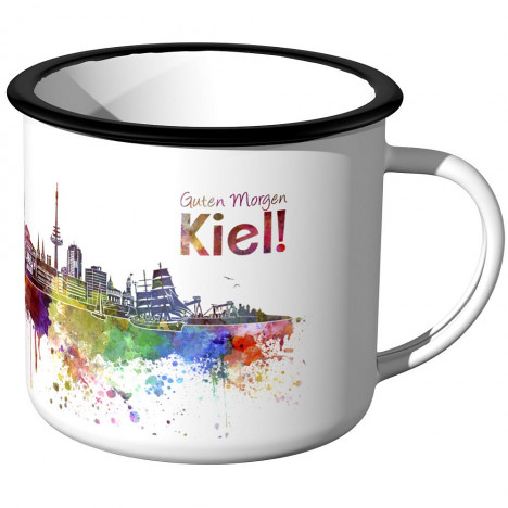 Emaille Tasse Skyline Kiel