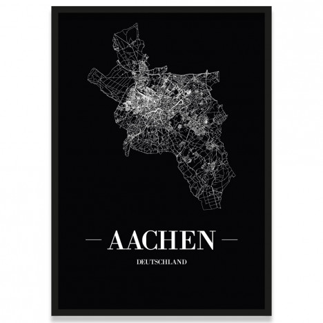 Aachen Stadtposter Straßennetz mit Bilderrahmen