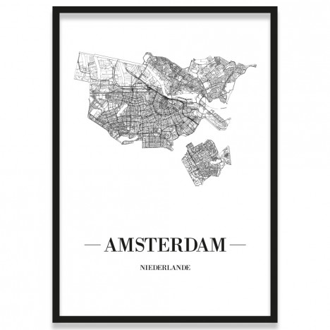 Amsterdam Stadtposter Straßennetz