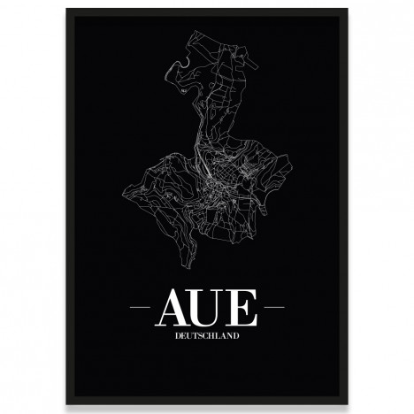 Stadtposter Aue Rahmen Black