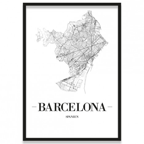 Stadtposter Barcelona mit Bilderrahmen