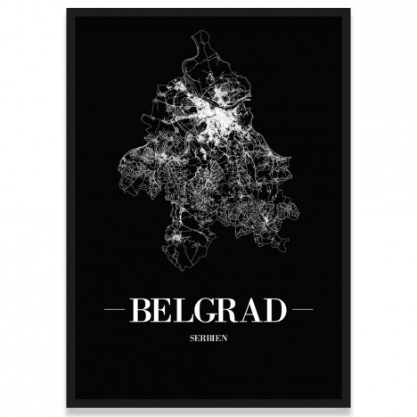 Straßenplan Belgrad Schwarz Poster