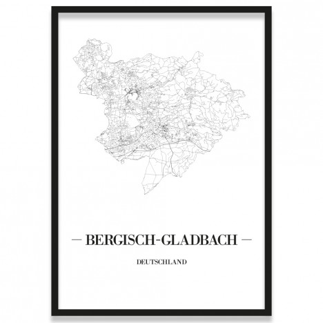 Poster Bergisch Gladbach Stadtplan mit Rahmen