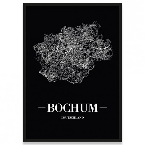 Straßennetz Bochum Poster Schwarz