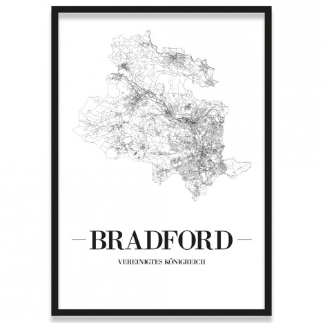 Poster Bradford Straßenplan Bilderrahmen