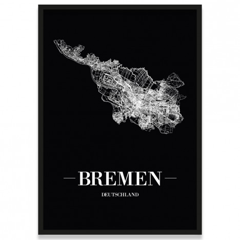 Poster Bremen Bilderrahmen Schwarz