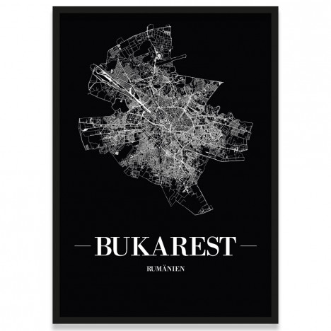 Poster Bukarest Schwarz