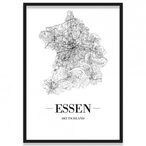 Poster Essen mit Straßenplan mit Rahmen