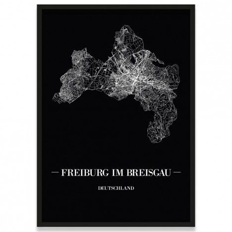 Freiburg im Breisgau Poster Straßennetz