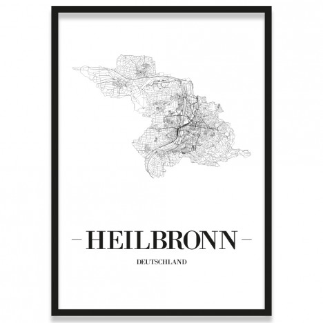 Poster Heilbronn Straßenplan Rahmen