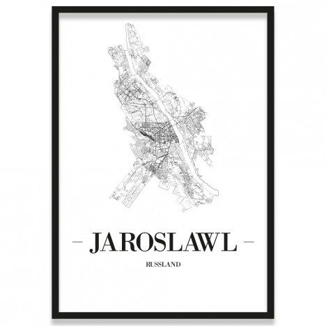 Poster Jaroslawl Straßennetz mit Rahmen