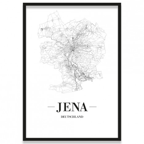 Poster Jena Straßennetz mit Rahmen