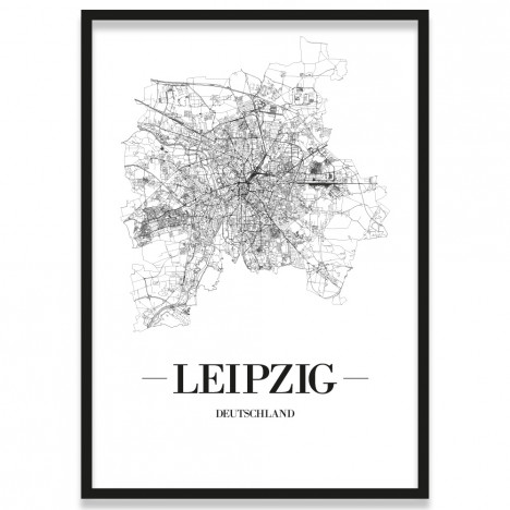 Poster Leipzig Rahmen Stadtplan