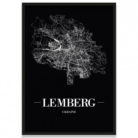 Stadtposter Lemberg mit Straßennetz