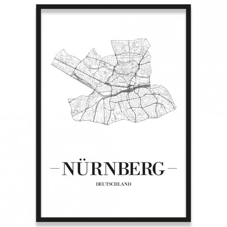 Stadtposter Nürnberg Stadtplan mit Rahmen