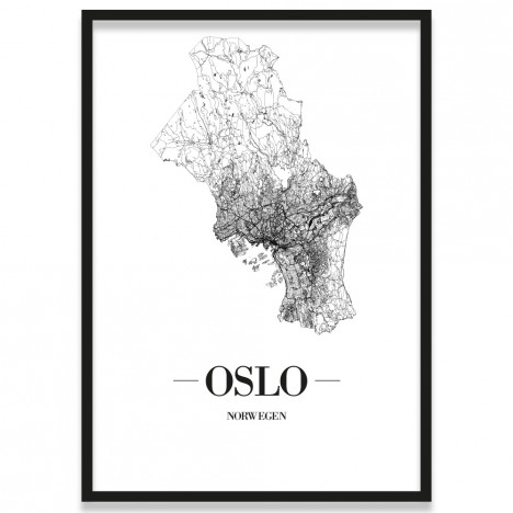 Stadtposter Oslo Straßennetz Bilderrahmen