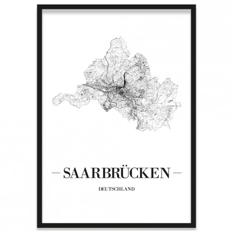 Poster gerahmt Saarbrücken Stadtplan