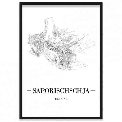Stadtposter Saporischschja mit Bilderrahmen
