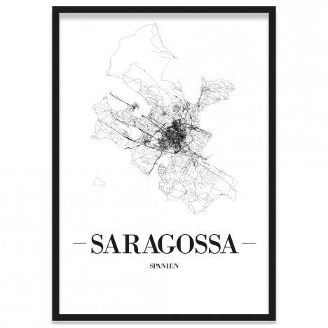 Stadtposter Saragossa mit Rahmen