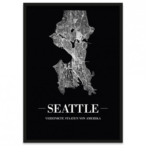 Stadtposter Seattle Rahmen