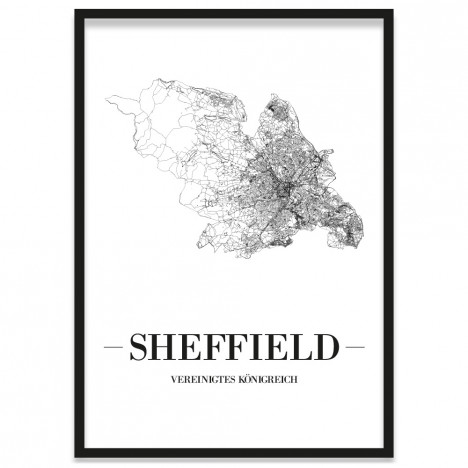 Stadtposter Sheffield Bilderrahmen