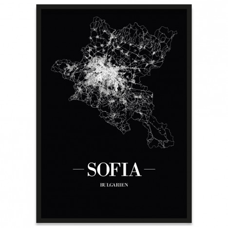Stadtposter Sofia mit Bilderrahmen Straßennetz