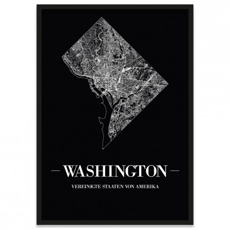 Washington Bilderrahmen Poster mit Stadtplan