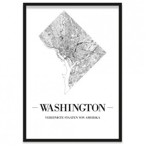 Stadtposter Washington mit Bilderrahmen