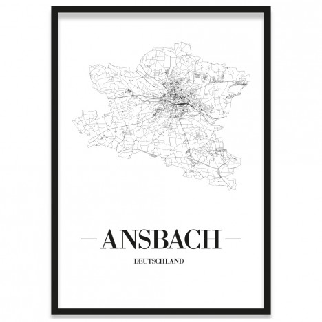 Stadtposter Ansbach gerahmt 